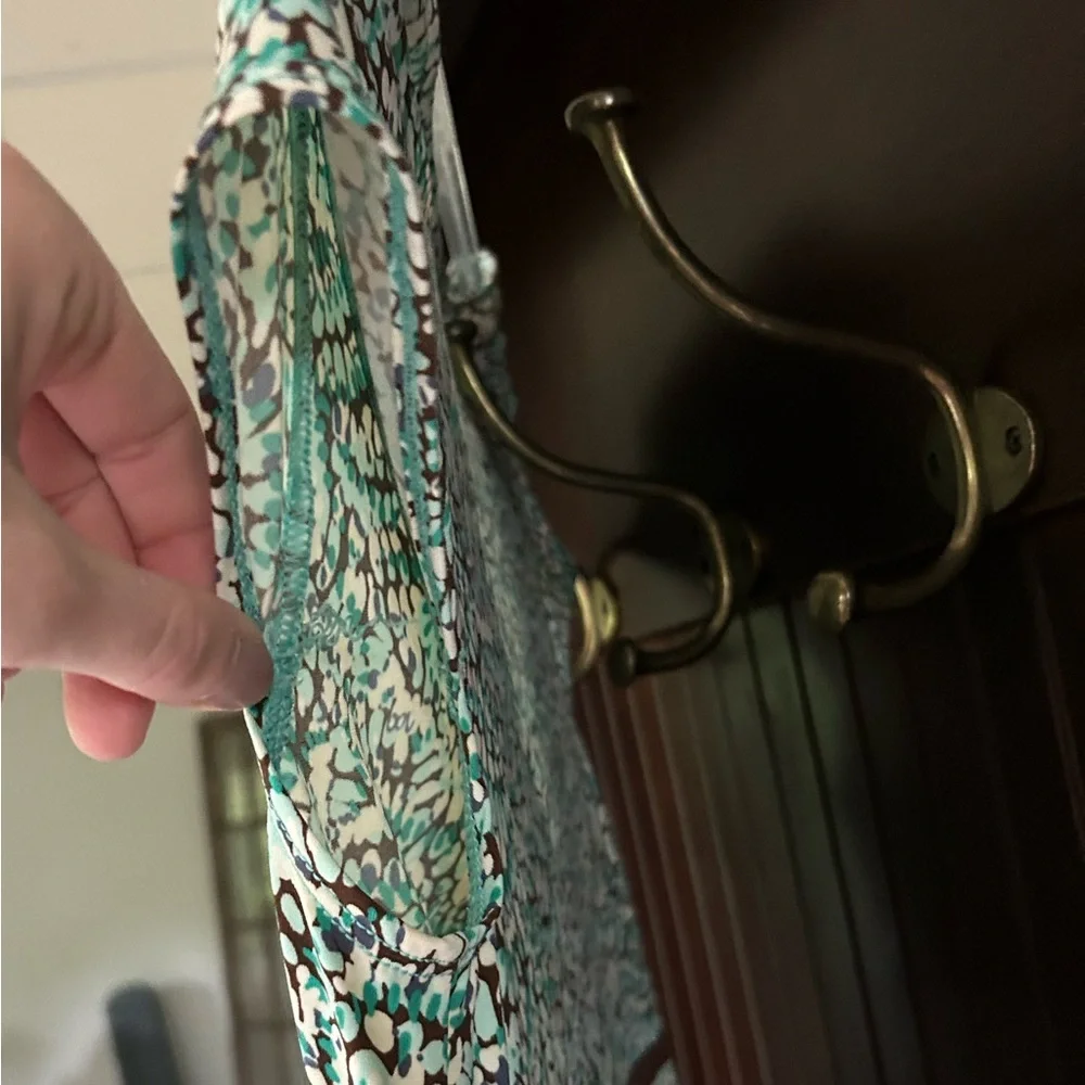 Y2K BCBGMAXAZRIA Babydoll Dot Print Dress Brown Teal Preppy Indie Sleeze Size M - Picture 6 of 12